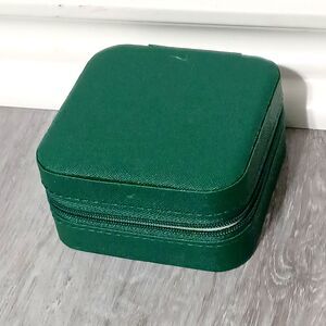Faux Leather Emerald Green Travel Jewelry Box
